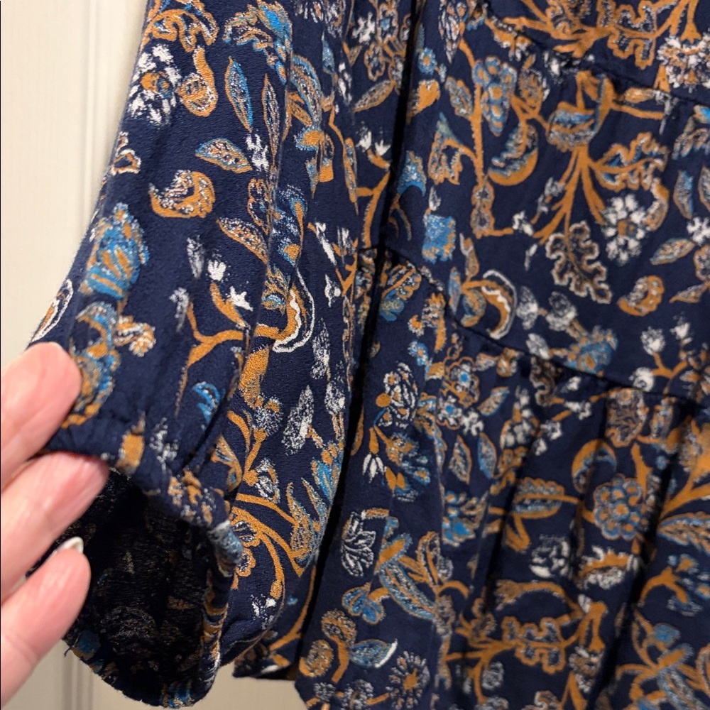 Lucky Brand Blue and Brown Patterned Blouse - Picture 2 of 5